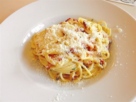 Špagety Carbonara v bistru Cattani