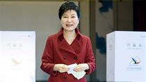 Prezidentka Pak Kun-hje u voleb.