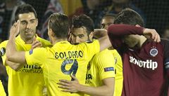 Odveta tvrtfinále Evropské ligy Sparta vs. Villarreal, radost hostí.