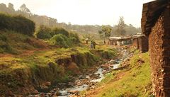 Kdysi bezejmenná eka protékající lesem Kibra. Dnes eka Kibera River...