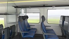 Vizualizace interiéru nových soutených vlak pro eské dráhy podle...