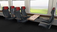 Vizualizace interiéru nových soutených vlak pro eské dráhy podle...