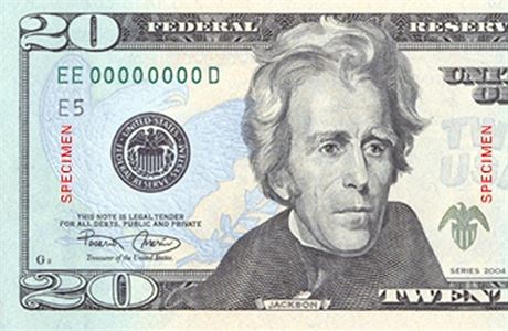 Americká bankovka v cen 20 dolar.