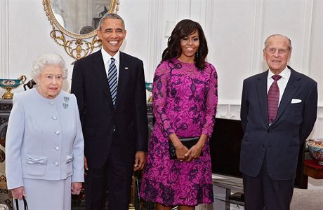 Královna Albta, Barack a Michelle Obamovi a princ Philip.