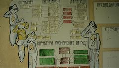 Struktura pionýrské organizace vyobrazená na nástnce ve kole v Pripjati
