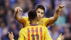 La Corua vs. Barcelona (radost Suareze a Neymara)