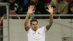 Semifinále Evropské ligy achtar - Sevilla (Vitolo slaví gól)