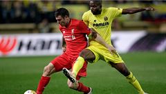 Semifinále Evropské ligy Villarreal - Liverpool (James Milner a Cedric Bakambu).
