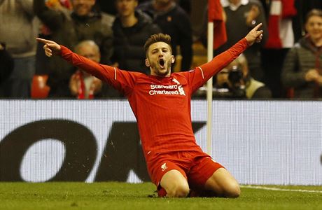 Semifinále Evropské ligy Liverpool - Villarreal (Adam Lallana slaví gól)