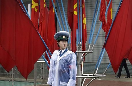 Pchjongjang zaplavily u píleitosti VII. sjezdu stranické vlajky.