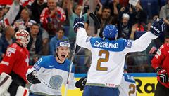 MS v hokeji - skupina A - Kazachstán vs. výcarsko (radost Savenka).
