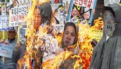 Demonstrace proti severokorejskému reimu v Soulu.