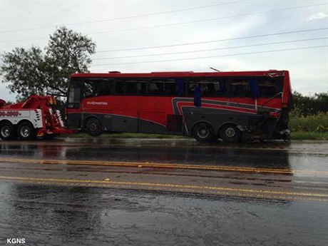 Havarovaný autobus v Texasu.