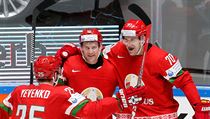 Hokejisté Běloruska slaví.