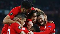 Finále Evropské ligy Liverpool - Sevilla (gólová radost Liverpoolu)