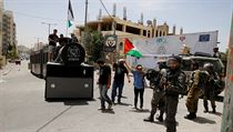 Izraelsk pohranin stre u palestinskch demonstrant v Betlm.
