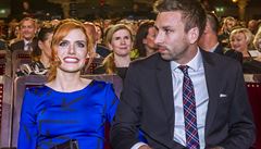 Gabriela Soukalová s pítelem Petrem Koukalem na vyhláení ankety biatlonista...