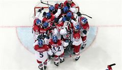 eská hokejová reprezentace slaví vítzství nad Norskem.