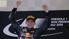 Pilot Red Bullu Max Verstappen slaví.