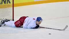 Trénink eské hokejové reprezentace 16. kvtna v Moskv. Na snímku je David...