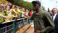 Usain Bolt na okoládové trete v Praze