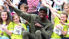 Usain Bolt na okoládové trete v Praze