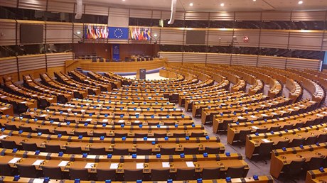 Evropský parlament, prostor urený k plenárnímu zasedání.