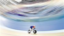 Bradley Wiggins na Olympijskm velodromu v Londn.