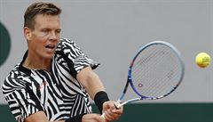 Tomá Berdych v zápase s Vakem Pospisilem.