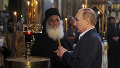 Ruský prezident Vladimir Putin dnes picestoval na posvátnou horu Athos na...
