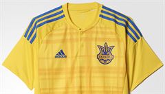 Hlavní dres Ukrajiny se drí zásady Adidasu - dres jedné barvy s pruhy jiné....
