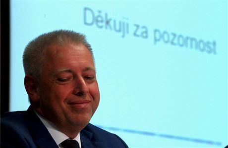 Ministr vnitra Milan Chovanec na prezentaci k reorganizaci policie