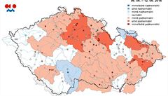 Stav podzemních vod v ervnu 2016. ím ervenjí oblast, tím vtí nedostatek...