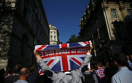 Ped Downing Street 10 slaví píznivci odchodu Velké Británie z Evropské unie.