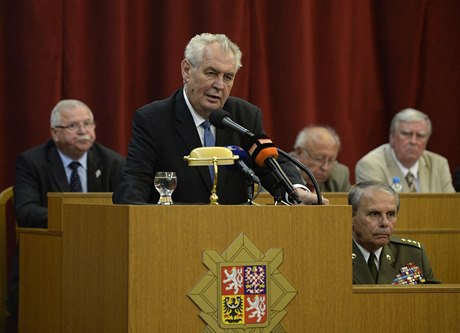 Prezident Milo Zeman na sjezdu eského svazu bojovník za svobodu.