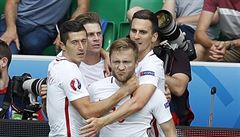 Euro 2016: výcarsko - Polsko (Poláci slaví gól Blaszczykowskeho)
