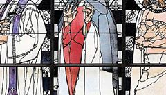 Detail vitráe kostelního okna od Kola Mosera.