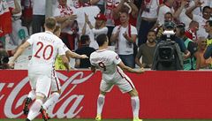 Polsko vs. Portugalsko (Lewandowski slaví gól).