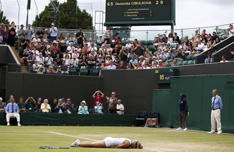 Dominika Cibulkov slav postup do dalho kola Wimbledonu.