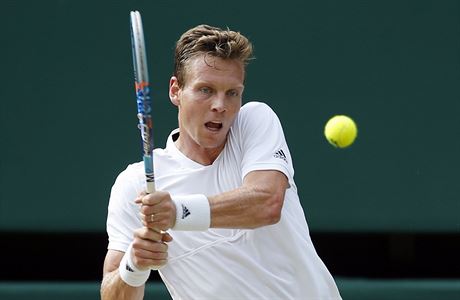 Tom Berdych v semifinle Wimbledonu.