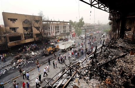 Teroristickm tokem zdevastovan ulice v obchodn tvrti Karrda.