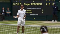 Semifinle Wimbledonu mezi Miloem Raoniem a Rogerem Federerem.