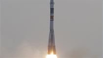 Kosmická loď Sojuz MS při startu.