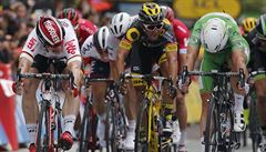 Dojezd 3. etapy Tour 2016 - Cavendish ped Greipelem.