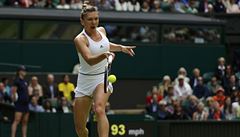 Simona Halepová ve tvrtfinále Wimbledonu.
