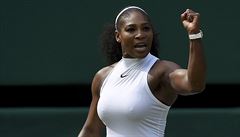 Serena Williamsová ve tvrtfinále Wimbledonu.