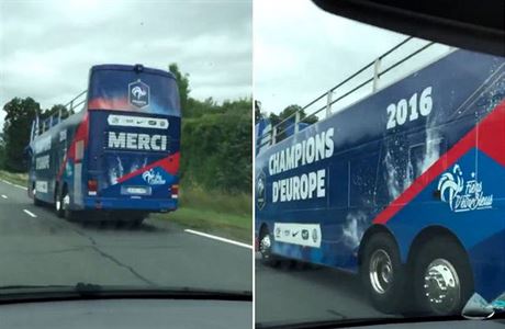 Vítzný francouzský autobus pro oslavy titulu mistr Evropy.