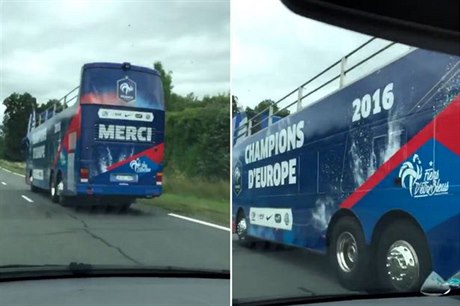 Vítězný francouzský autobus pro oslavy titulu mistrů Evropy.