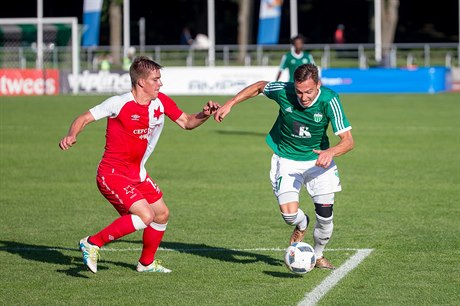 Zápas Levandie Tallin vs. Slavia Praha.
