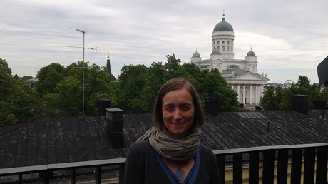 Balkón ústední knihovny Helsinské univezity (Kaisa-talo) nabízí výhled na...